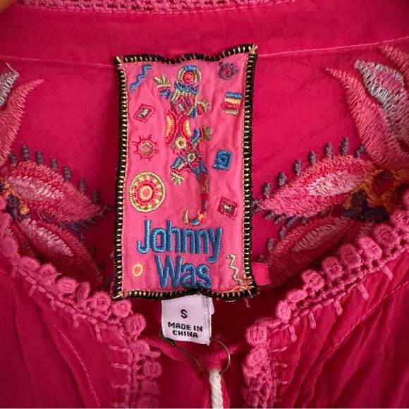 Johnny Was Teyros Dress Jazzy Embroidered Red Size Small NWT Mini - Picture 5 of 13